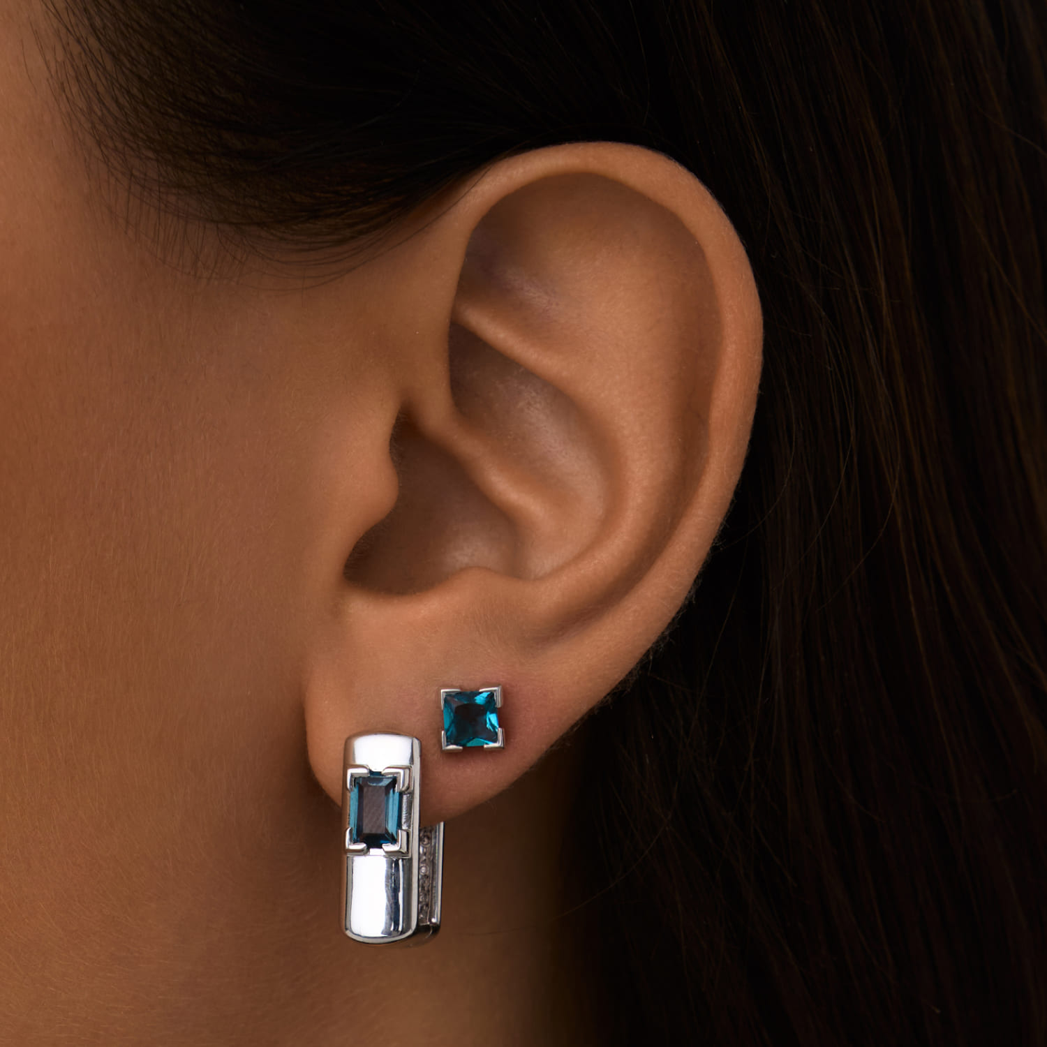 PURITY արծաթե մինի ականջօղեր լոնդոնյան տոպազով MIE