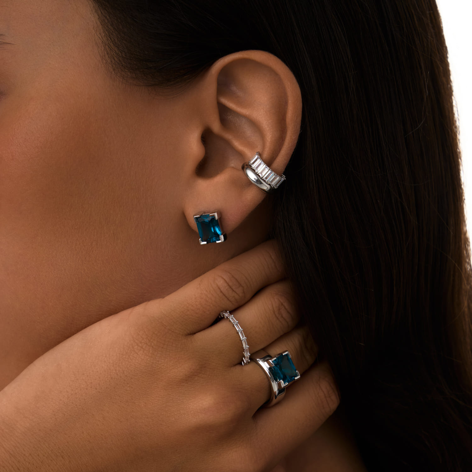 PURITY արծաթե մատանի մեծ լոնդոնյան տոպազով MIE