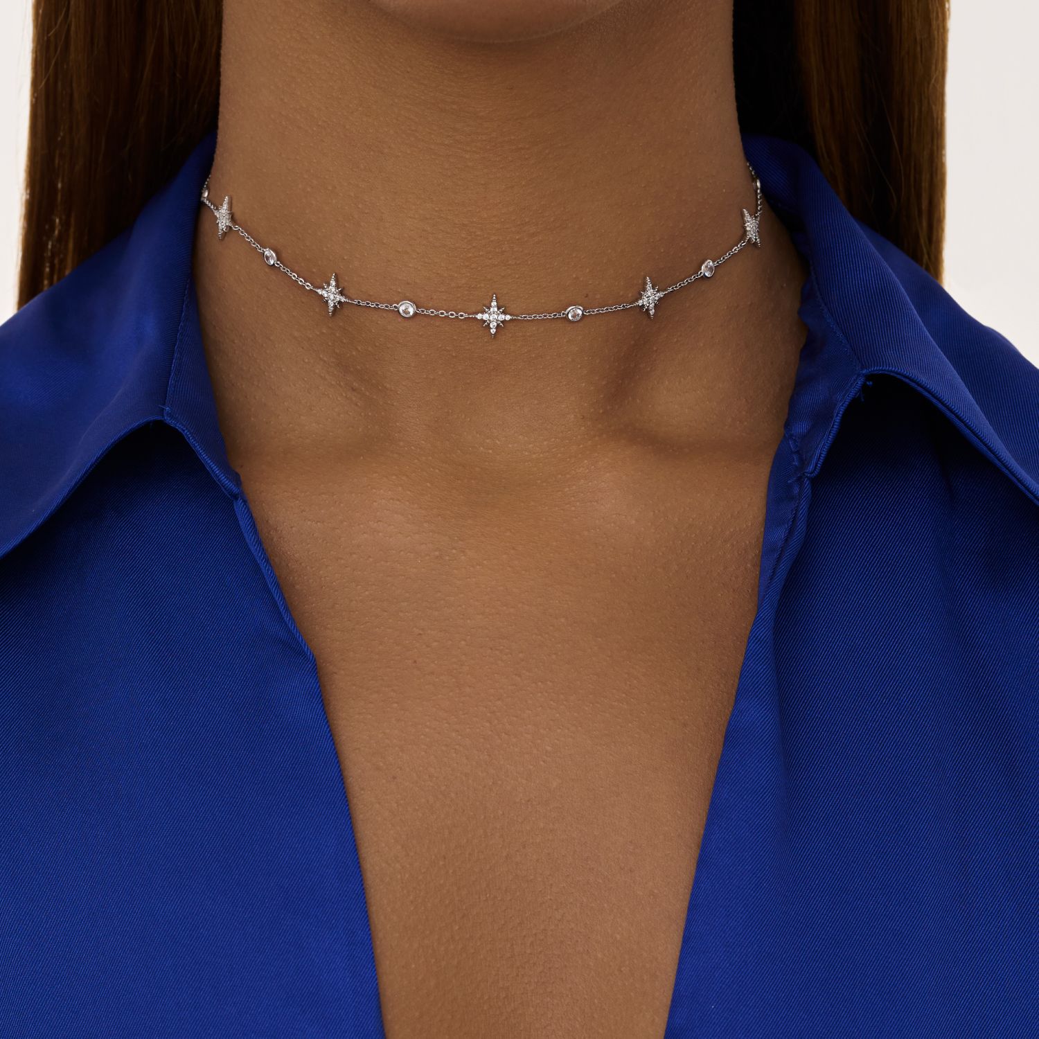 

Колье - чокер со звёздами из серебра MIESTILO MIE