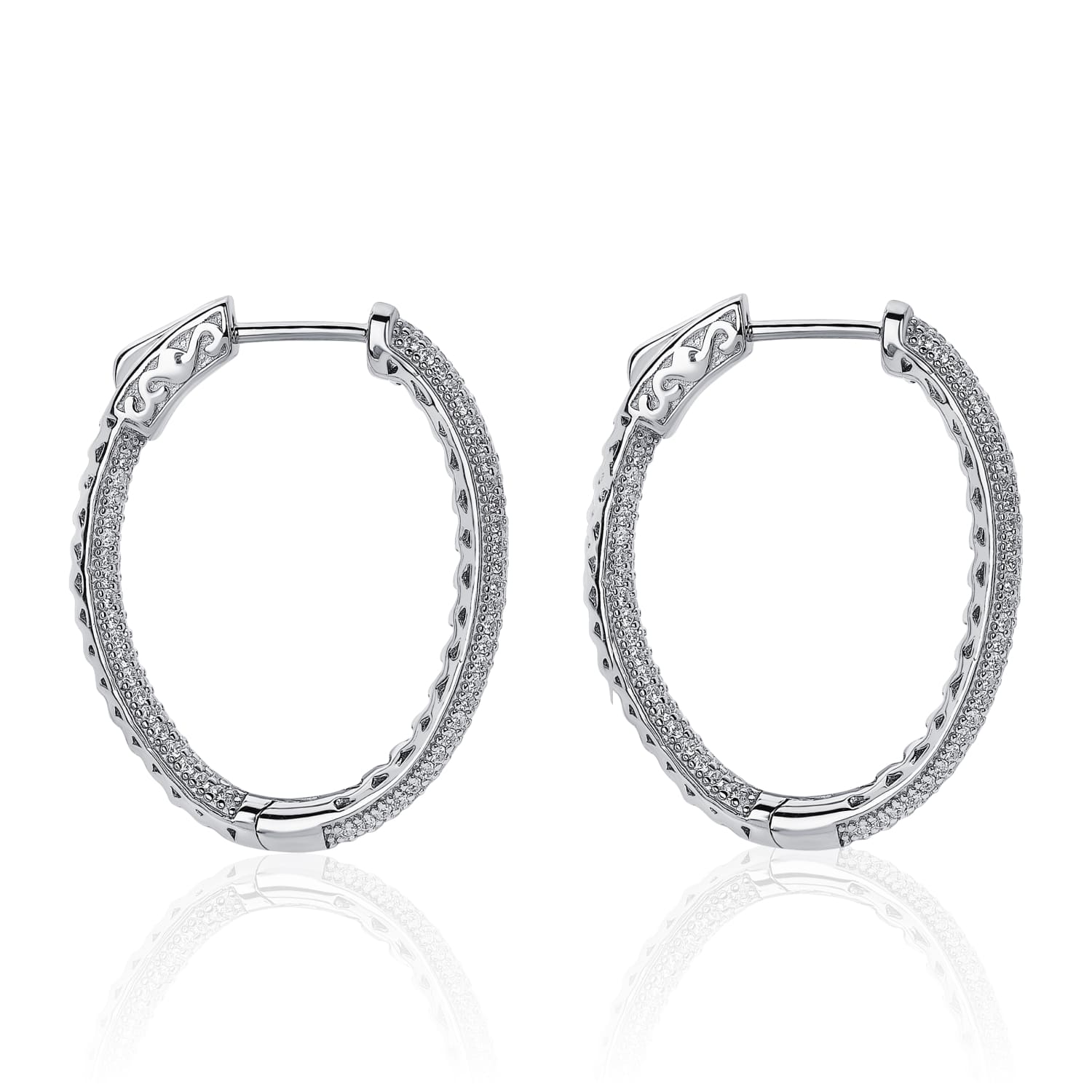 Արծաթե երկկողմանի ականջօղեր՝ խորանարդ ցիրկոնե քարերով MIE