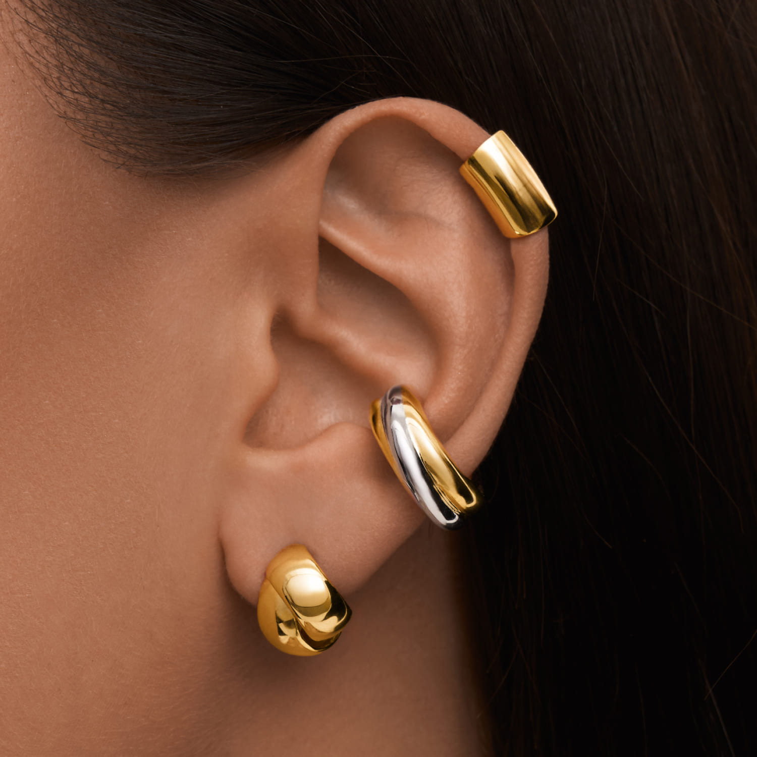 Արծաթե հանգույցով ականջօղեր՝ դեղին ոսկեզօծ MIE-ից