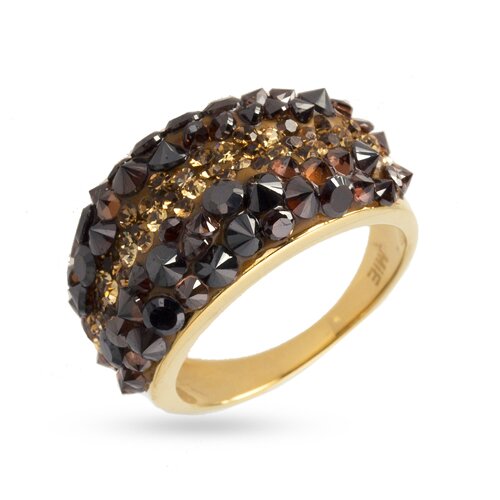 Позолоченное кольцо с темными кристаллами Swarovski® Miestilo