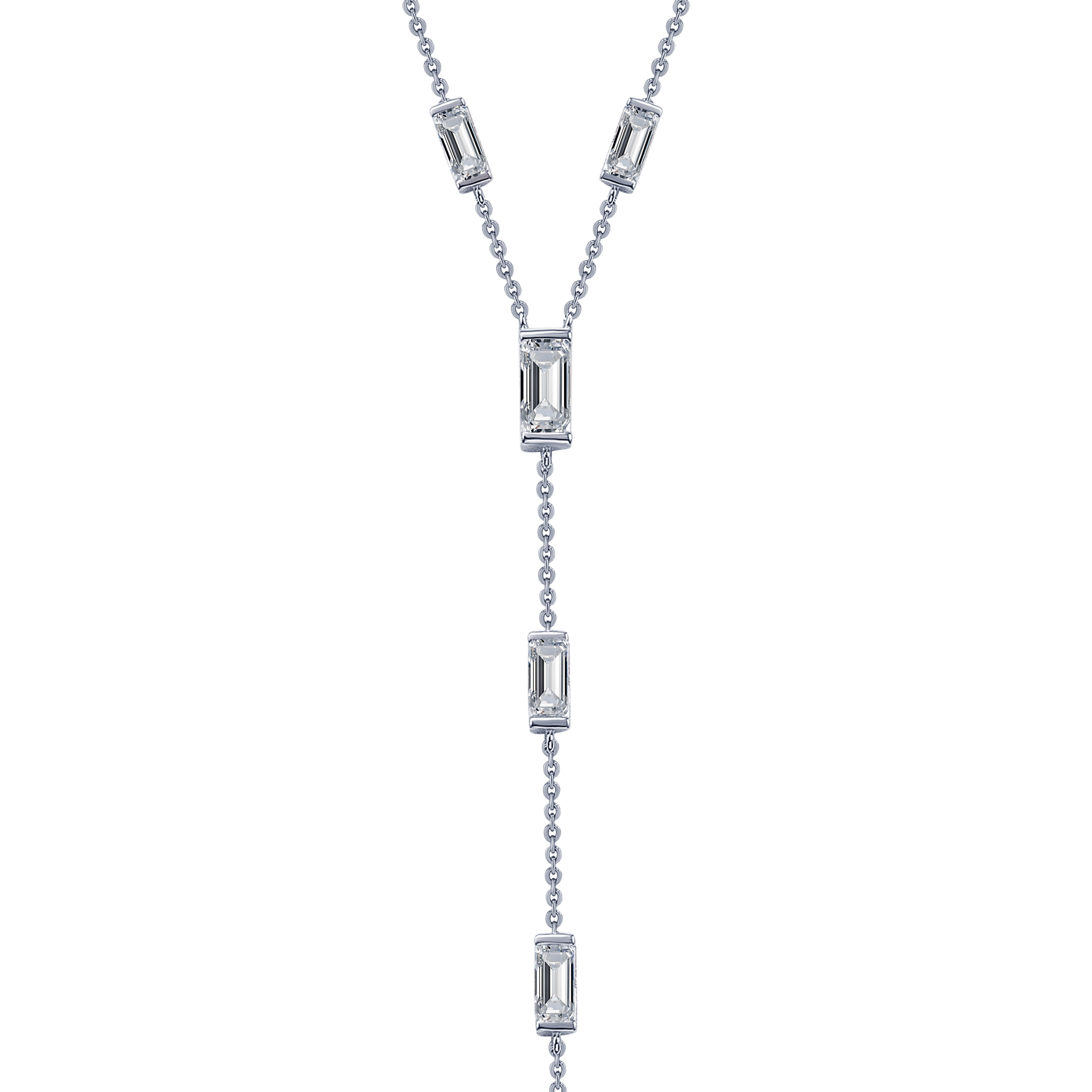 Серебряное колье-галстук Midnight с фианитами в огранке Багет  MIE - фото 12