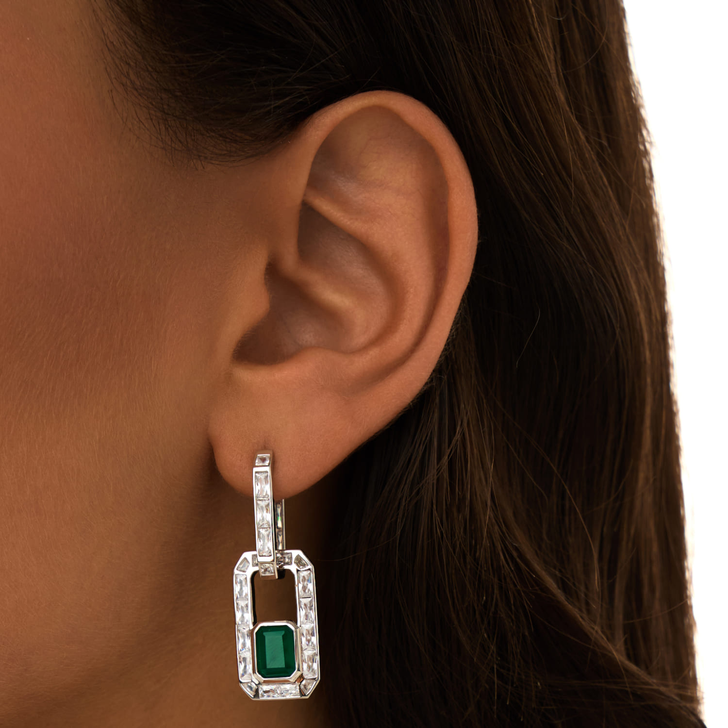 

Серебряные серьги-трансформеры HARMONY с зеленым агатом и фианитами MIE