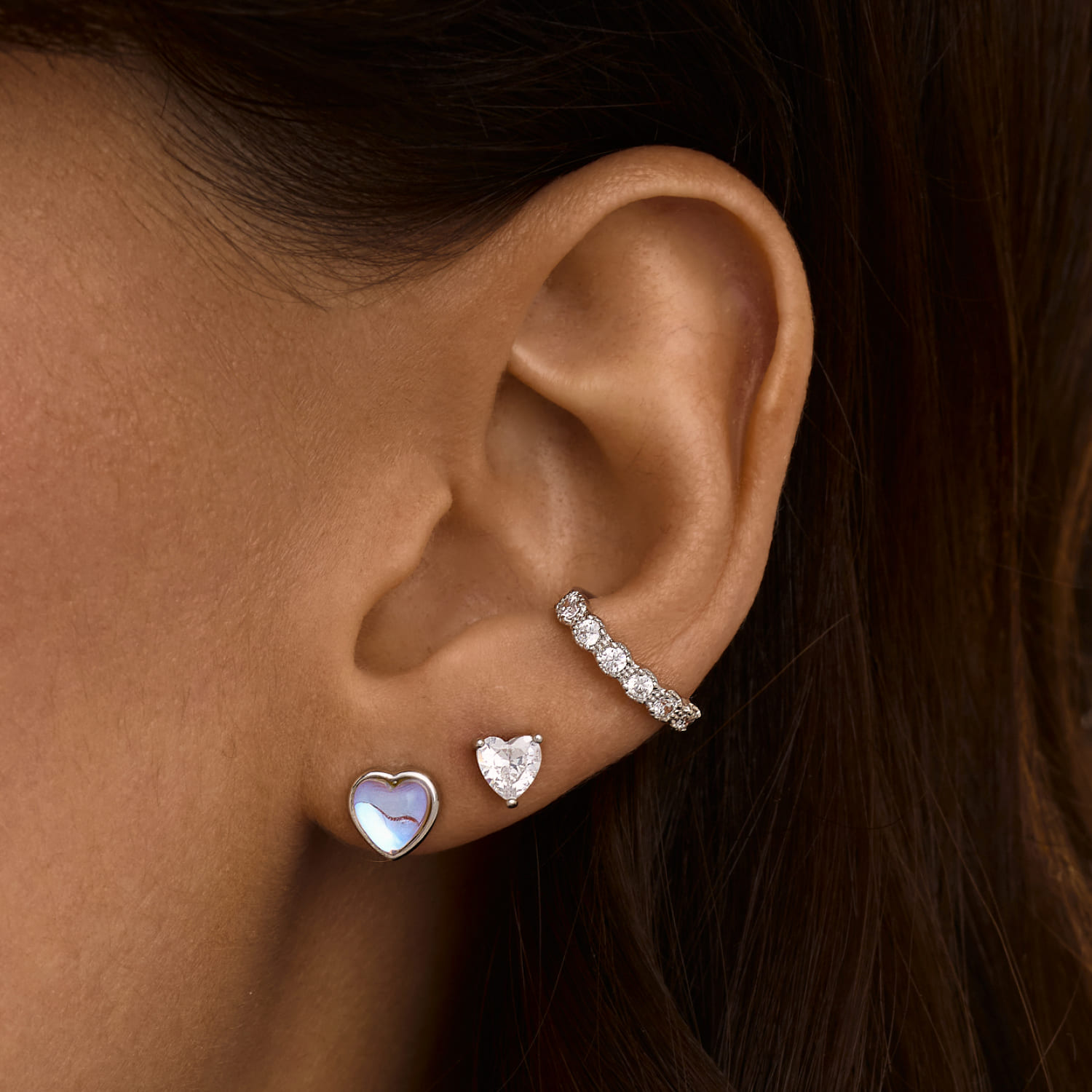 

Серебряные серьги-гвоздики с лунным камнем в форме сердца MIESTILO MIE