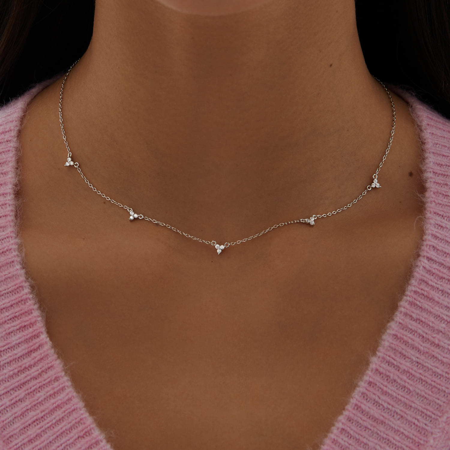 

Серебряное колье-чокер с фианитами MIESTILO MIE