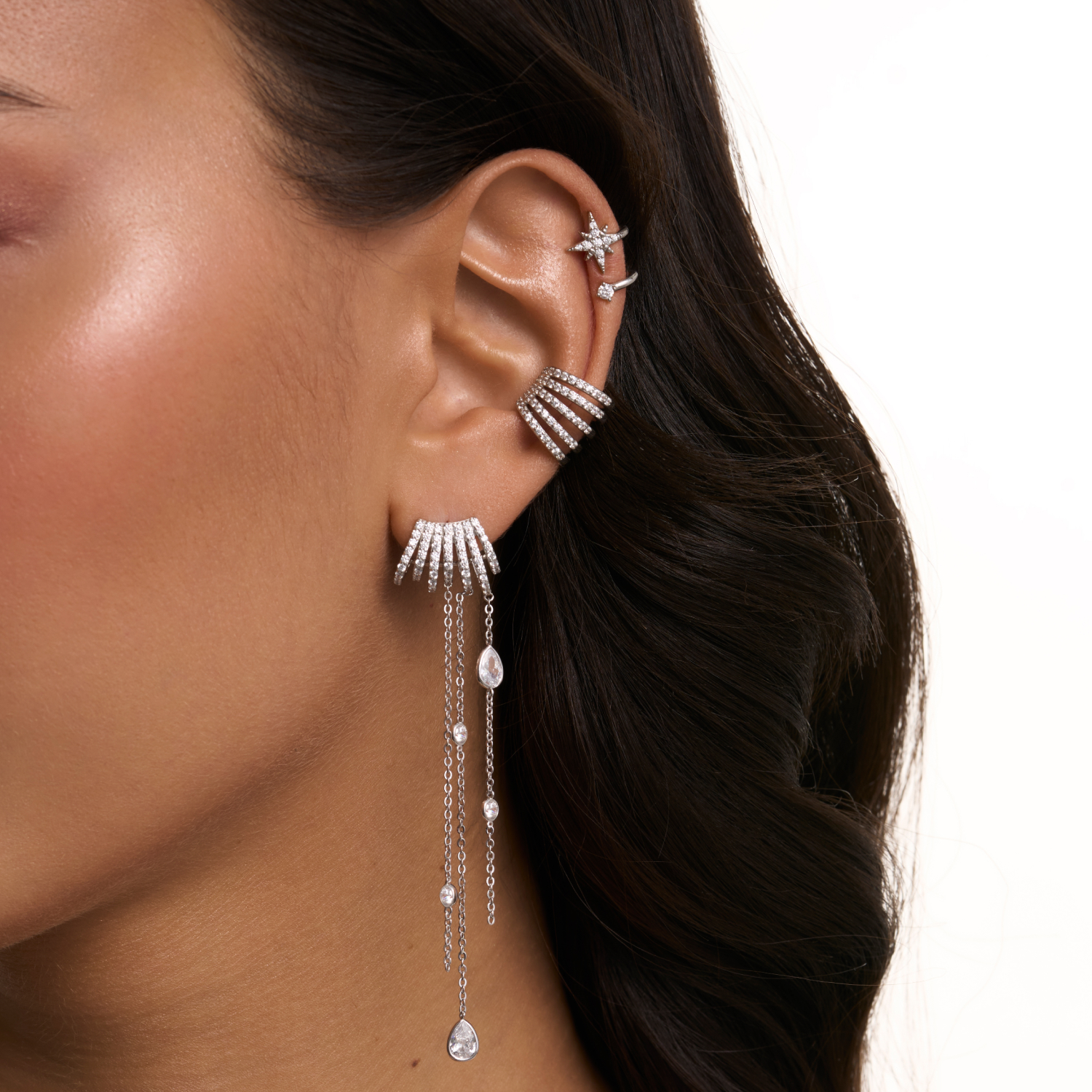 Մեծ արծաթե թևնոց խորանարդ ցիրկոնե մետալով Gatsby MIE