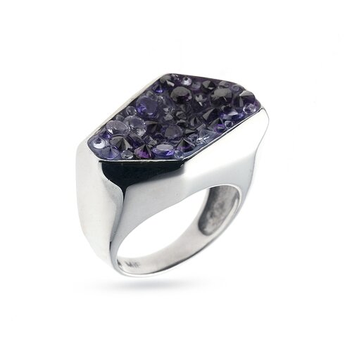 Кольцо оригинальной формы с фиолетовыми кристаллами Swarovski® Miestilo