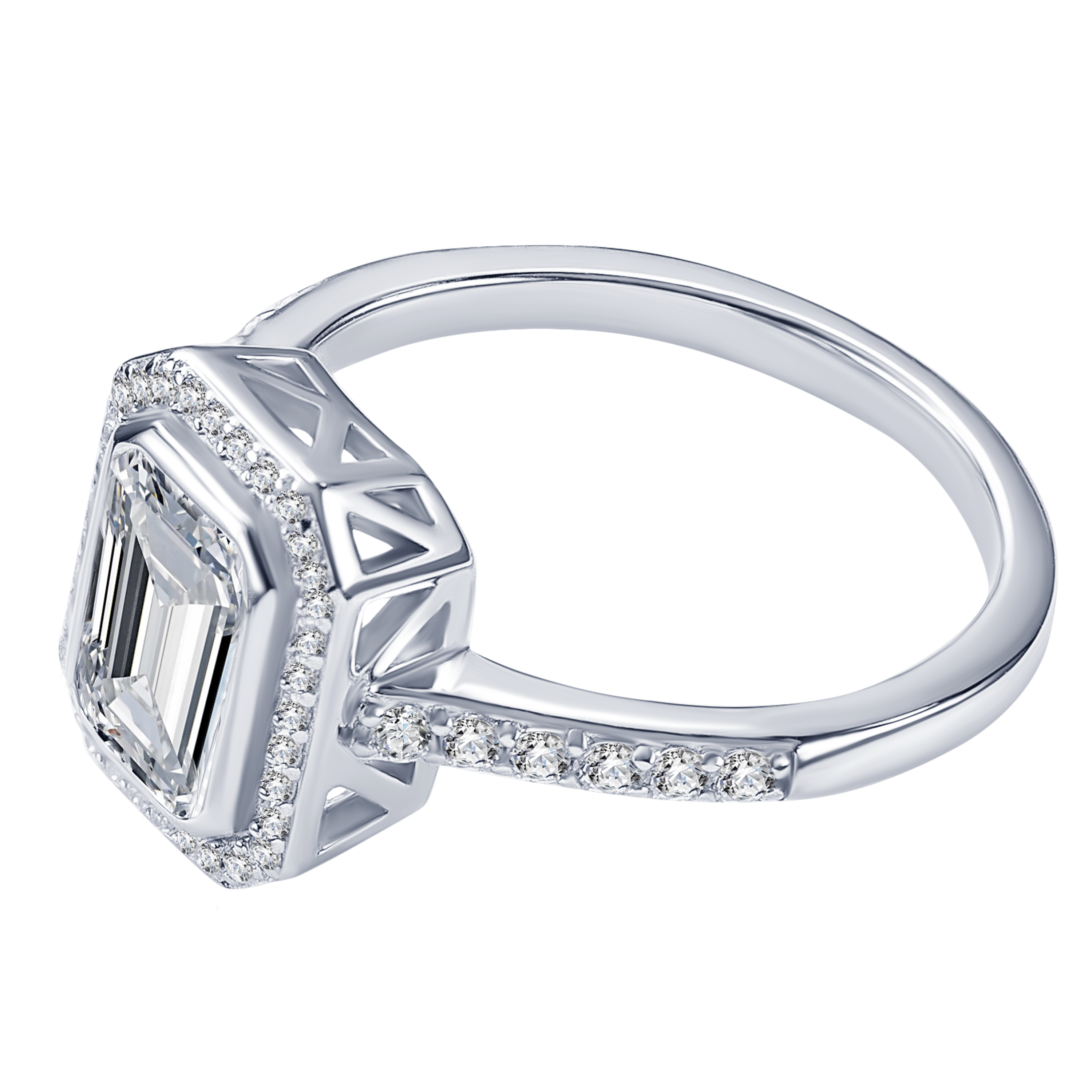 Серебряное кольцо Midnight с фианитами в огранке Эмеральд MIE - фото 9
