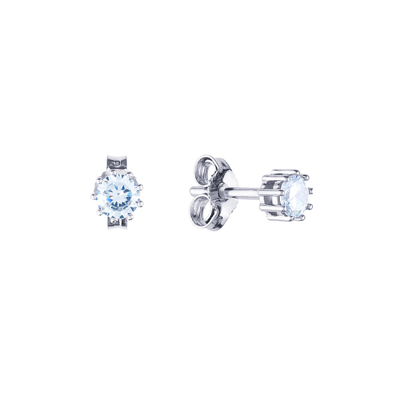 Серьги гвоздики из серебра с фианитом Miestilo