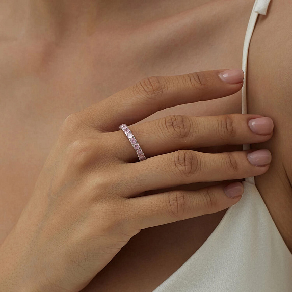 Кольцо с розовым кварцем из серебра Miestilo