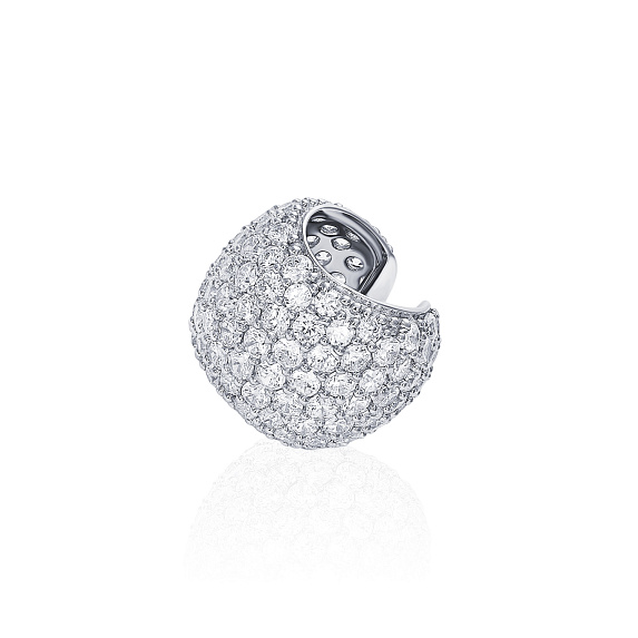 Серебряный широкий кафф с белыми камнями Miestilo