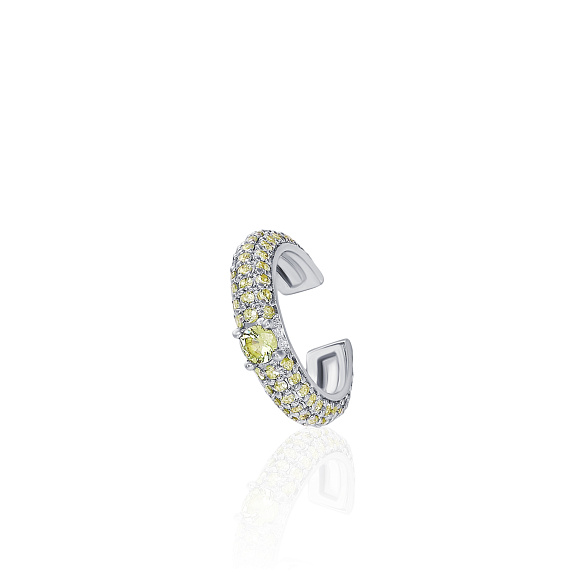 Серебряный кафф с желтыми фианитами Miestilo