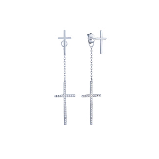 Серебряные серьги-кресты с фианитами Miestilo