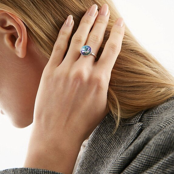 Серебряное кольцо с кристаллом Swarovski® Vitrail Light Miestilo