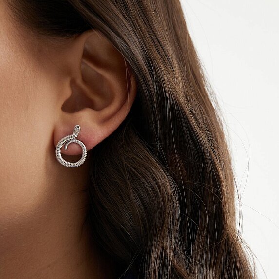 Серьги "Змея" из серебра Miestilo