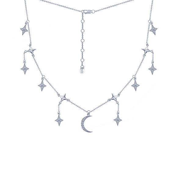Колье из серебра с подвесными элементами в форме луны и звезды Галактика Miestilo