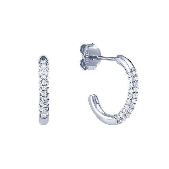 Серебряные серьги-кольца с фианитами Miestilo