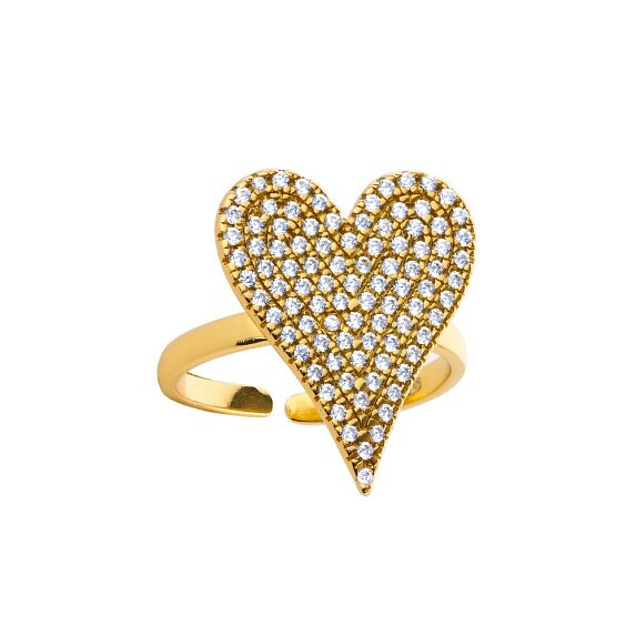 Позолоченное кольцо "Сердце" из серебра с фианитами Miestilo