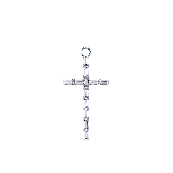 Серебряная подвеска "Крест" с фианитами Baguette Miestilo