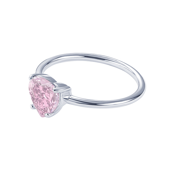 Серебряное кольцо Simone с розовым сердцем Miestilo