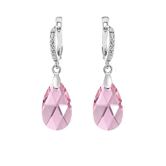 Серебряные серьги с розовыми кристаллами Swarovski® Miestilo