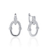 Серебряные крупные серьги-овалы с фианитами Miestilo