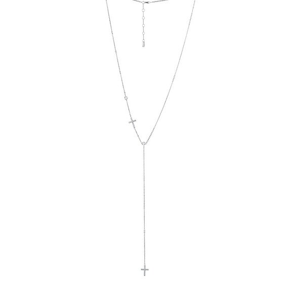 Серебряное колье-галстук с крестами Miestilo