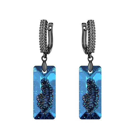 Cеребряные серьги с кристаллами Swarovski® Bermuda Blue Miestilo