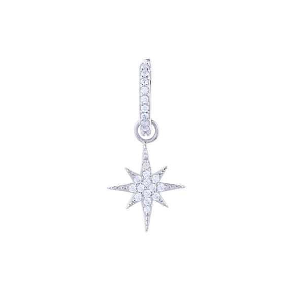 Моносерьга из серебра с фианитами и элементом в форме звезды  Miestilo