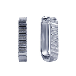 Серебряные серьги-кольца без вставок  с фактурной поверхностью  Miestilo