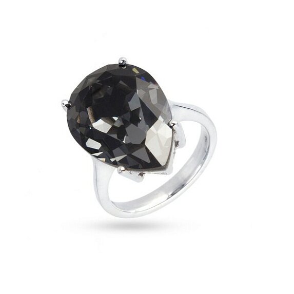 Кольцо в форме капли «Анабель» с черным кристаллом Swarovski® Miestilo