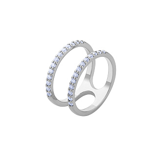 Двойное серебряное кольцо с фианитами Miestilo