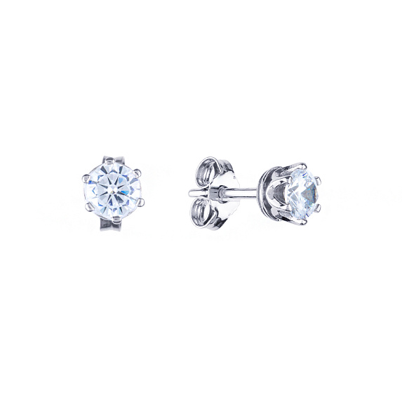 Серьги гвоздики из серебра с фианитом Miestilo