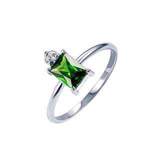 Серебряное кольцо с зеленым фианитом "Энергия" Miestilo