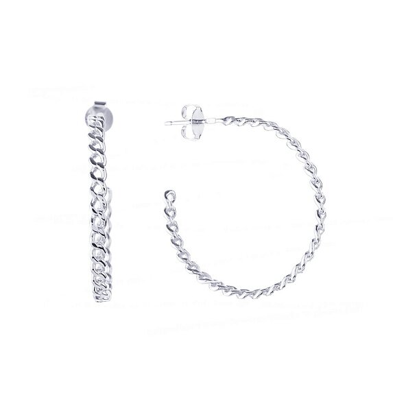Серебряные серьги - кольца в форме цепи Miestilo