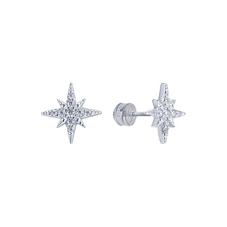 Серебряные серьги-пусеты с фианитами в форме звезды Isida Miestilo