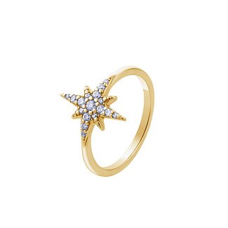 Позолоченное кольцо из серебра с фианитами в форме звезды Isida Miestilo
