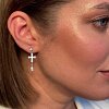 Серебряные серьги в форме креста с фианитами Miestilo