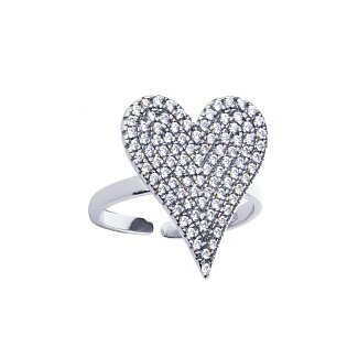 Серебряное кольцо "Сердце" с фианитами Miestilo