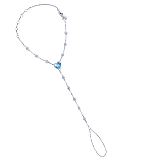 Слейв-браслет с голубым фианитом в форме сердца из серебра Miestilo