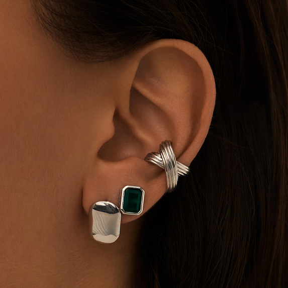 Серебряные серьги HARMONY с зеленым агатом Miestilo