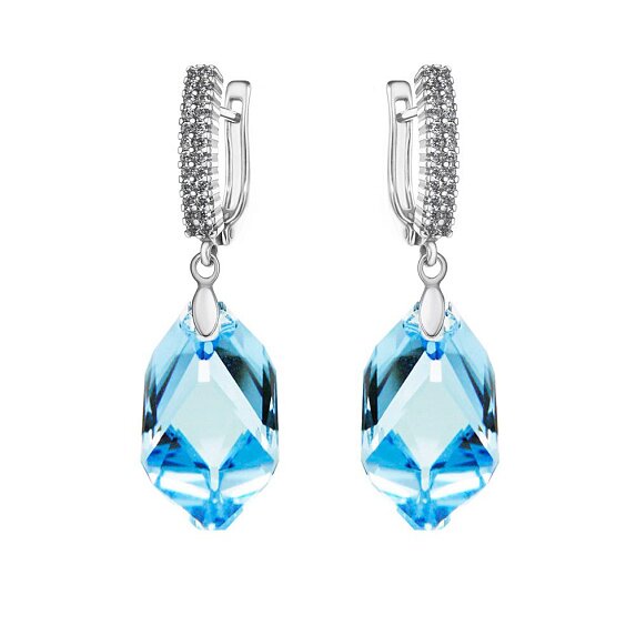 Серебряные серьги с кристаллами Swarovski® Light Sapphire Miestilo