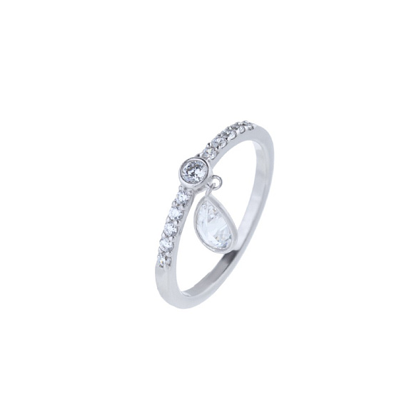 Серебряное кольцо с фианитами и подвеской Miestilo
