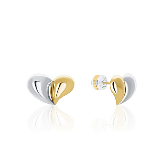 Серебряные серьги в форме сердца биколор Miestilo