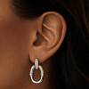 Серебряные крупные серьги-овалы с фианитами Miestilo