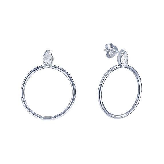 Серьги из серебра с фианитами в форме круга Miestilo