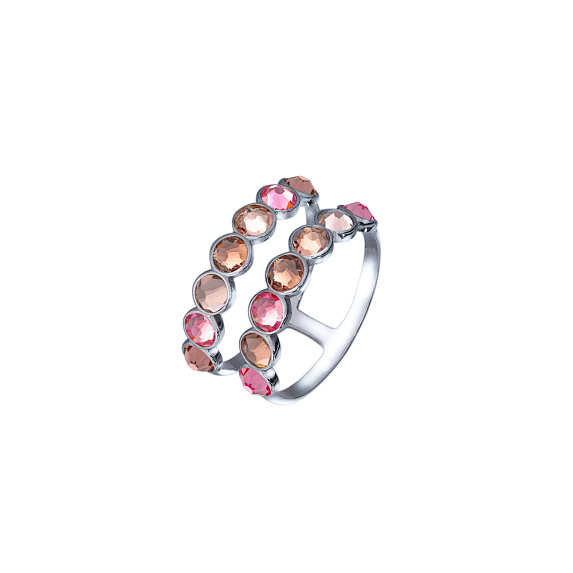 Двойное серебряное кольцо с кристаллами Swarovski® Miestilo