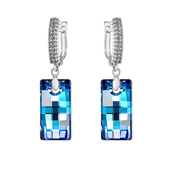 Серебряные серьги с кристаллами Swarovski® Bermuda Blue Miestilo