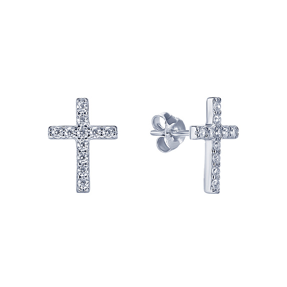 Серебряные серьги-пусеты в форме креста  Miestilo